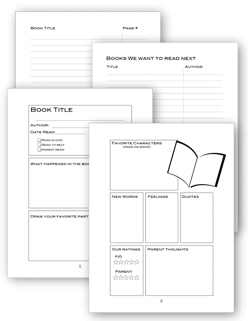 Pages from the interior of The Books We Read reading journal
