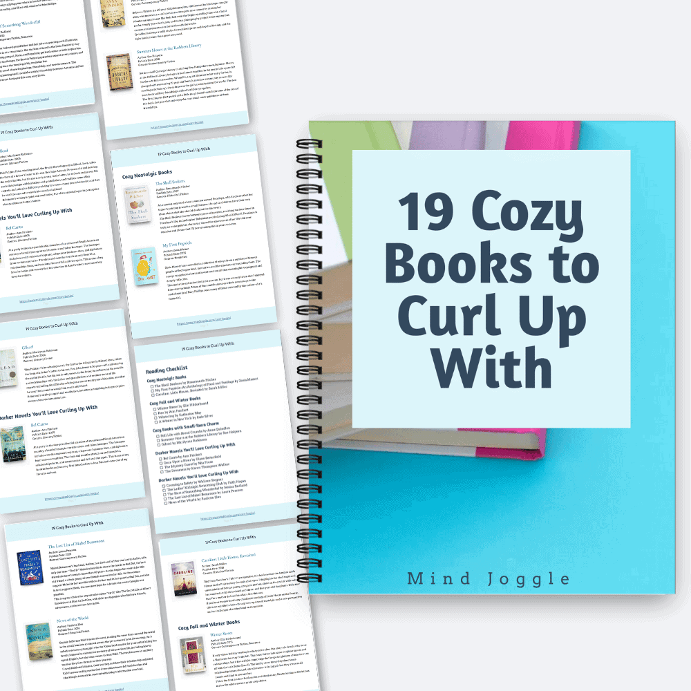 Preview of the printable version of the book list post 19 Cozy Books to Curl Up With