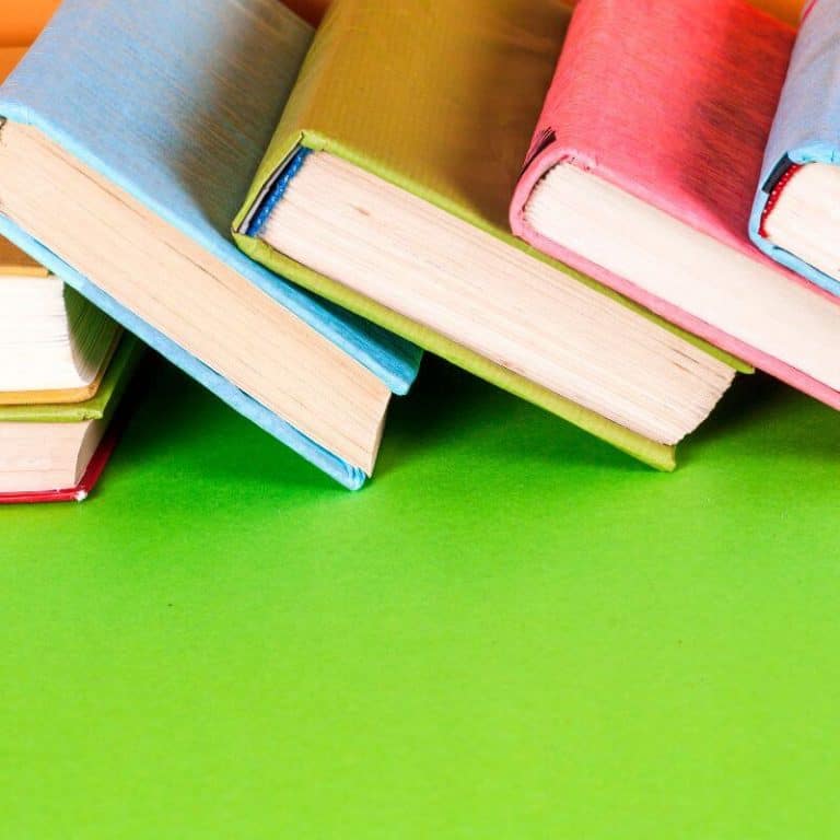 A row of books stacked on one another